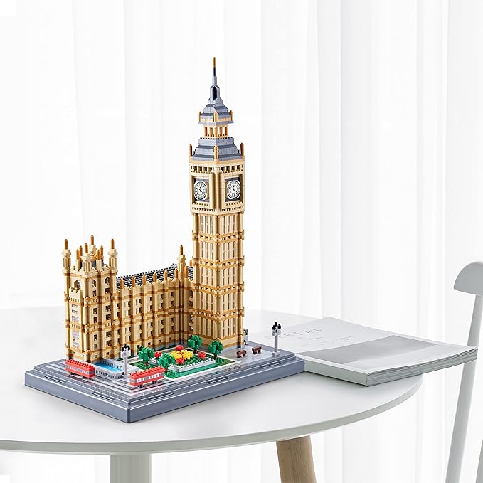 World Famous Architecture Micro Building Blocks Set 6473 PCS - DIY London Big Ben Collectible Model for Adults Teens or Lovers Ages of 14+ in Living Room or Office Decorative Items