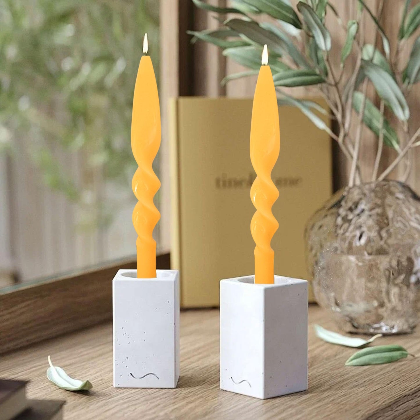 Beeswax Taper Candles Spiral Candle XINAOBAOLUO 10inches Bees Wax Candles Prayer Candles Non Toxic Candle Sticks Handmade Natural Honey Twisted Candlesticks Set for Table Home Decor Meditation 2pcs