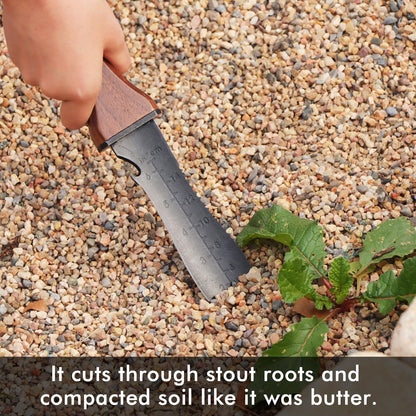 Restmo Hori Hori Garden Knife with Sheath, Durable Weeding and Planting Tool, High-Strength Stainless Steel Dual-Edge Blade, Ergonomic Walnut Handle for Gardening and Outdoor Use
