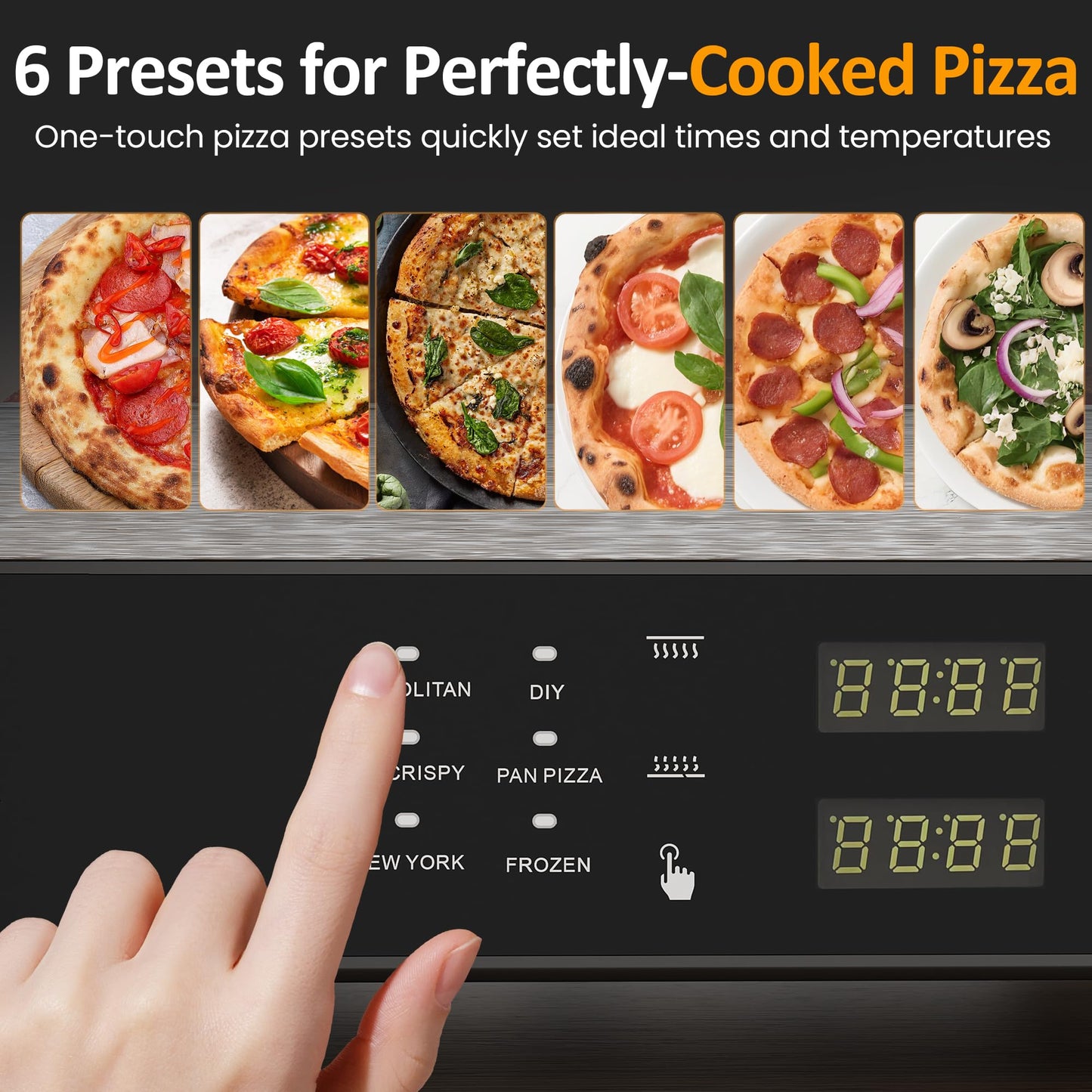 Sunvivi Electric Indoor Pizza Oven: Countertop Pizza Maker with 6 Presets, Heats up to 750℉, 12" Portable Pizza Cooker Warmer with Control Knob, Pizza Stone, Pizza Peel, Pie Maker for Home, Camping