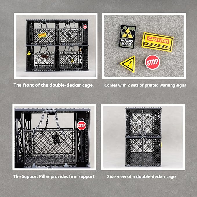 Military Base Cage Animals Accessories: Military Police Jail Chain Building Block SetsJurassic Dinosaur Cage Fence Rope Bricks Parts and Pieces Toys (1PCS)
