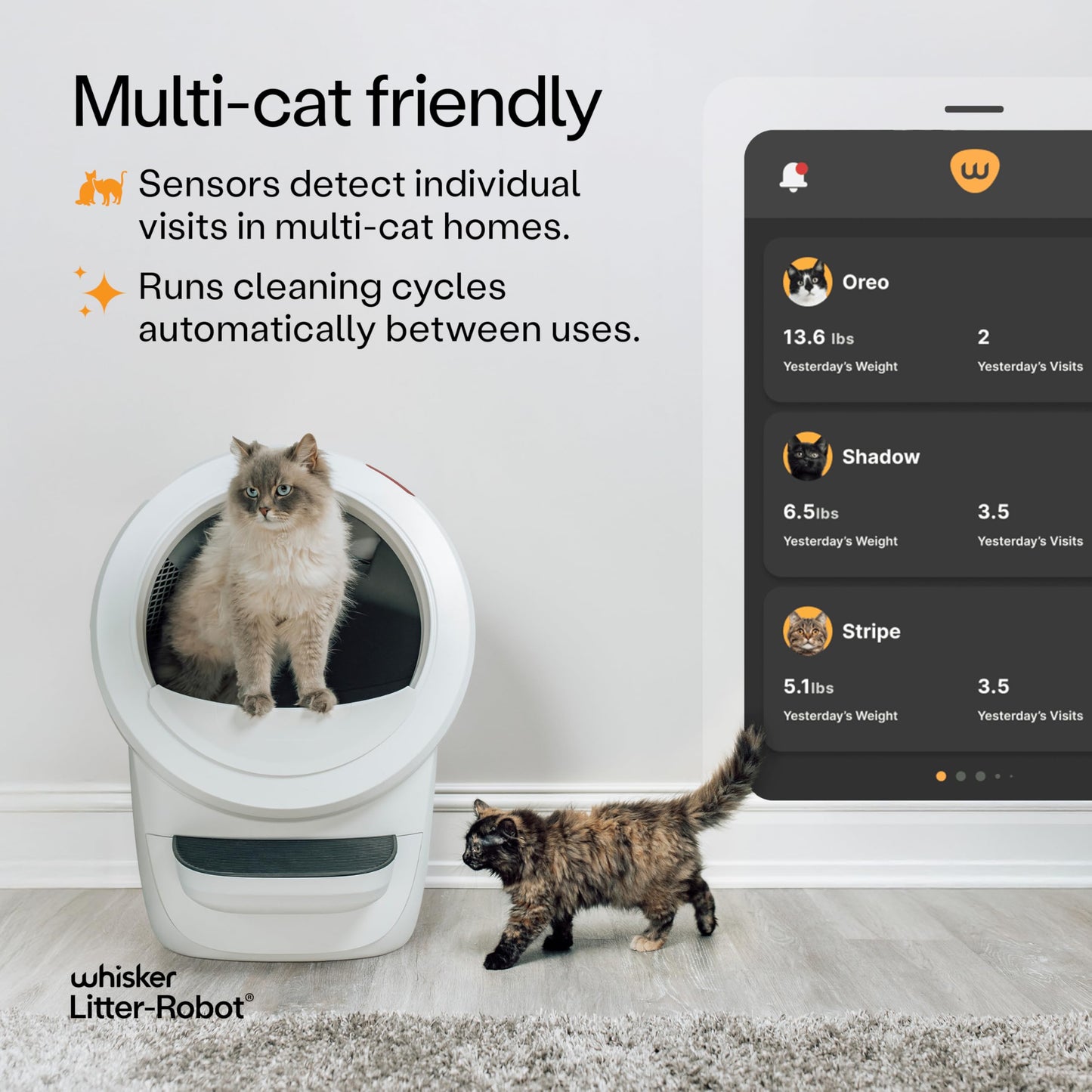 Whisker Litter-Robot 4 Supply Bundle, White - Automatic, Self-Cleaning Cat Litter Box, WiFi Enabled, Includes Litter-Robot 4, 3 OdorTrap Refills, 10 Liners, 30 Cleaner Wipes, & 2 Carbon Filters