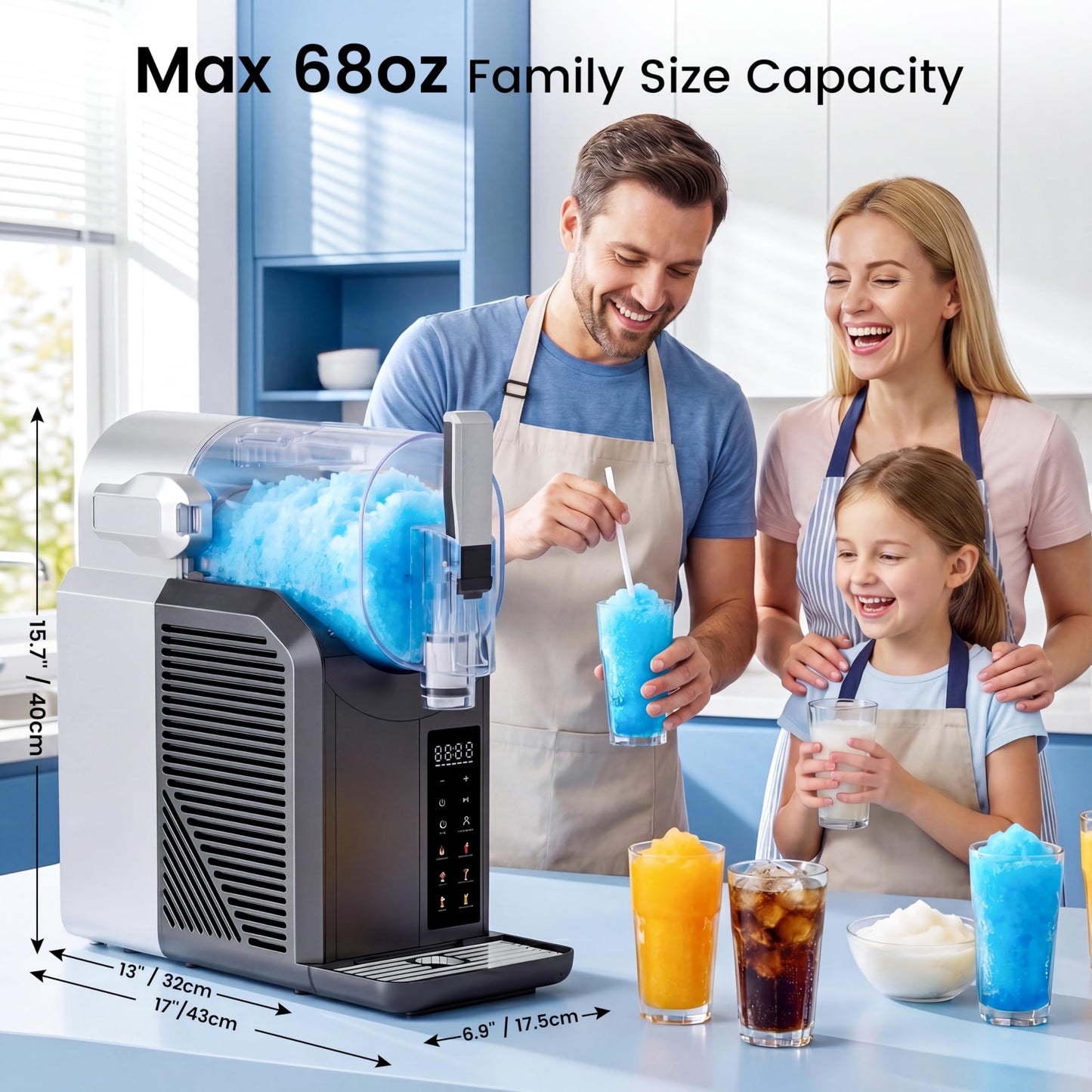 MIU Slushie Machine, 2L/68oz Commercial Frozen Drink Machine & Slushy Maker for Home, No Ice Needed, 6 Presets & Self‑Cleaning, Ideal for Margaritas, Frappés, Milkshakes