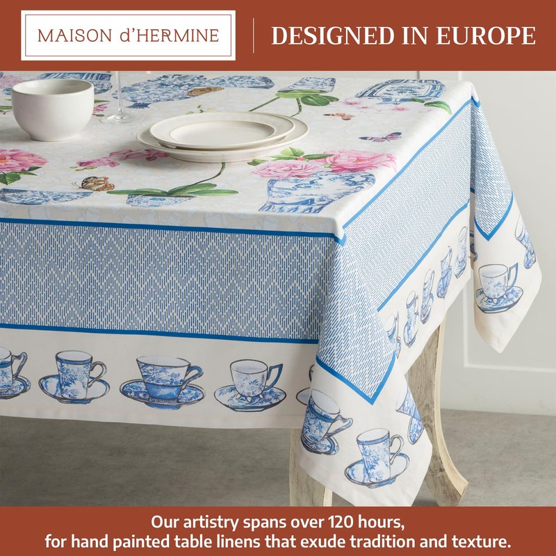 Maison d' Hermine Table Cloth Rectangle Table 100% Cotton 60 x 90 Inches Tablecloth Reusable Decorative for Dining Kitchen Room Farmhouse Home Gifts for Mothers Day Spring Summer - Canton