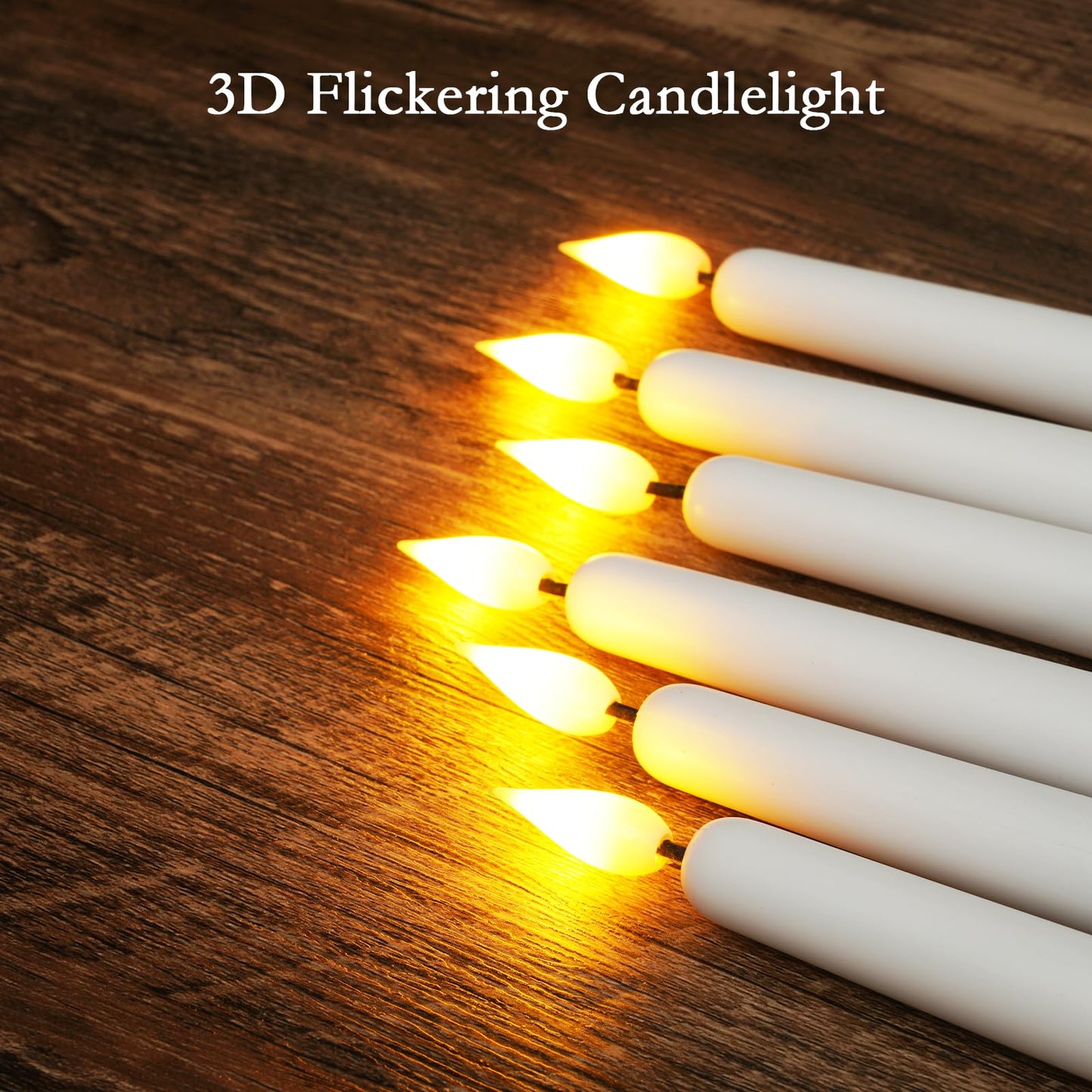 Homemory 12 Pcs Flameless Taper Candles with Remote Timer Dimmer, 11 inches White LED Taper Candles, Plastic Battery Operated Candlesticks with Flickering Flame for Halloween Christmas Wedding Party