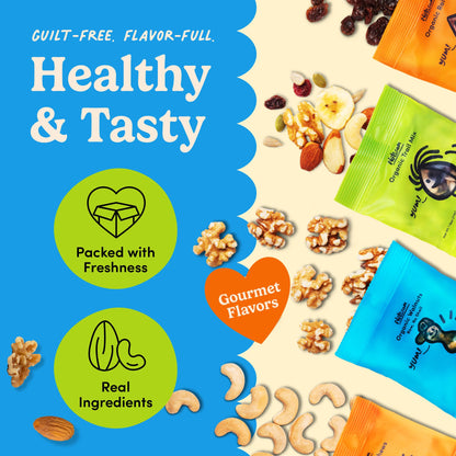 Nuts.com – Organic Dried Fruit and Nuts Variety Box – Gourmet Assortment for Festive Gifts – Includes Organic Cashews, Almonds, Walnuts, Raisins, and Trail Mix