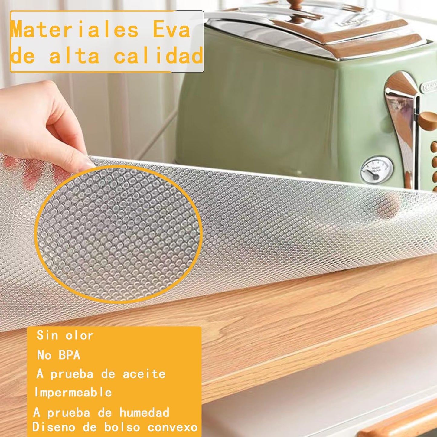Wire Shelf Liner 12x197inchs Non-Adhesive Liner,EVA Kitchen Liner,Fridge Drawer Dressers Dining-Table Shoe Cabinet,Waterproof/Stain-Proof/Anti-Slip 12inch