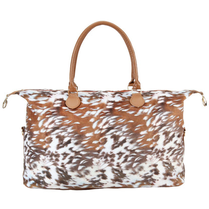 Brindle Cow Print Weekender Bag Duffle Bag For Women Large Travel Tote Bag Overnight Weekend Bags With Shoulder Strap