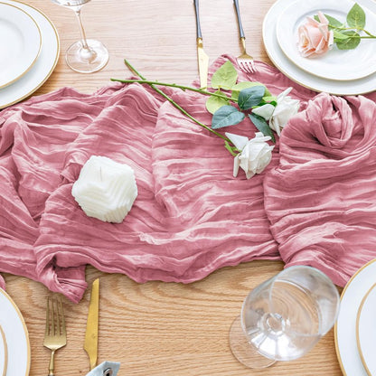 Wokceer Cheesecloth Table Runner 6Pack 10FT Pink Boho Gauze Cheese Cloth Table Runner for Party Long Rustic Sheer Table Runners for Baby Bridal Shower Wedding Easter Table Decor