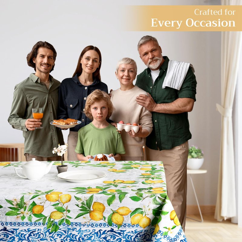 Maison d' Hermine Table Cloth Rectangle Table 100% Cotton 70 x 108 Inches Tablecloth Reusable Decorative for Dining Kitchen Room Farmhouse Home Gifts for Mothers Day Spring Summer - Cedrat