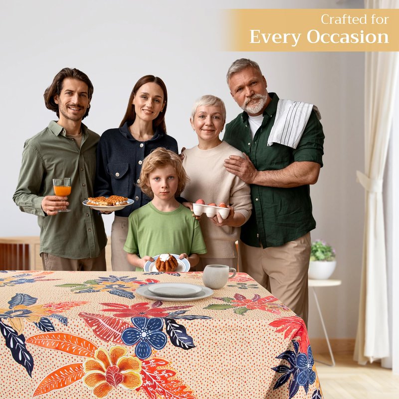 Maison d' Hermine Table Cloth Rectangle Table 100% Cotton 70 x 90 Inches Fall Tablecloth Reusable Everyday Use for Thanksgiving Christmas Decorations Dining Farmhouse Party (Kalahari)