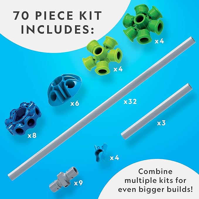 NATIONAL GEOGRAPHIC Kids Fort Building Kit - 70-Piece Indoor Fort Builder - Creative Play STEM Building Toy Building Kit for Kids 6-10 Blanket Fort Kit