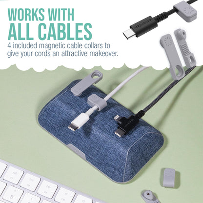 Smartish® Magnetic Cord Holder - Cable Wrangler Organizer with Magnet Clips for Charger Management on Desktop, Nightstand, or Side Table for All Cables, USB-C, Lightning Cables - Lightly Toasted Beige