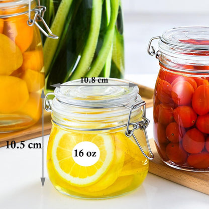Glass Jars With Airtight Lid 16 Oz (Set Of 2) Wide Mouth Mason Glass Airtight Storage Canisters Leakproof For Coffee Sugar Nuts Spice Refrigerator Pickles & Preserves Tea For Fridge Kitchen Pantry