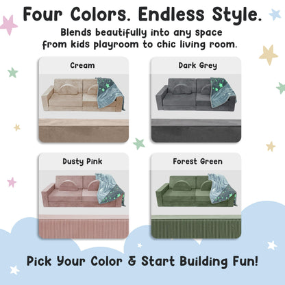 Cubby Couch 12-Piece Modular Kids Play Couch - Soft & Durable Toddler Couch with CertiPUR US Foam, Washable Covers - Playroom Furniture, Kids Sofa for Lounge, Living Room & Playroom - Pink