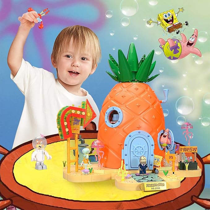 Toy Building Brick Blocks Toys Sets Display Box kit Action Figures Pineapple House Patrick Stone Star Home for Boys and Girls Kids Age 2-4 3-5 5-7 8-12 Fans Gift (2313 pcs)