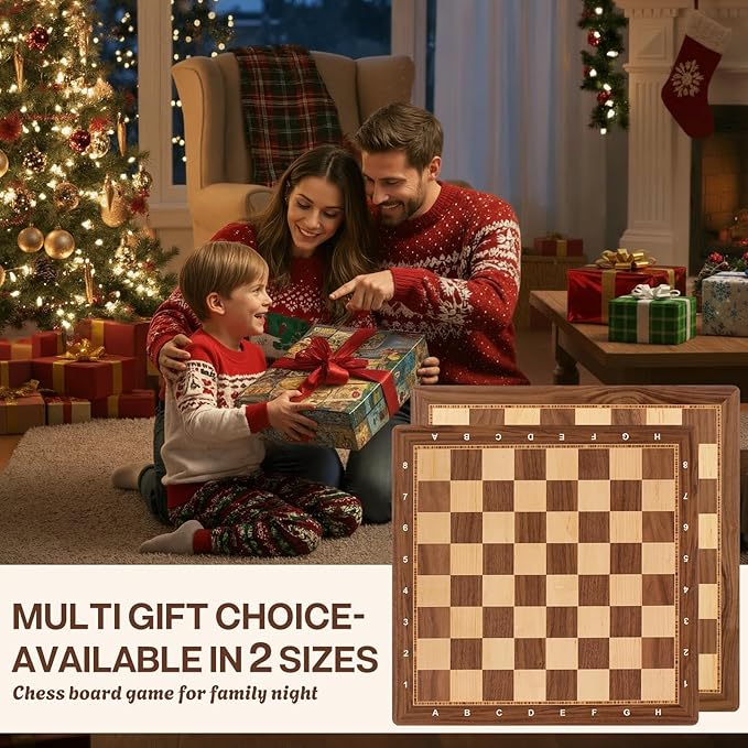 Peradix Large Wood Chess Board 21.25 Inches Professional Tournament Chessboard No Pieces 2.2 Squares Deluxe Chess Carrying Bag Walnut Family Board Game for Kids and Adults Gift Packages