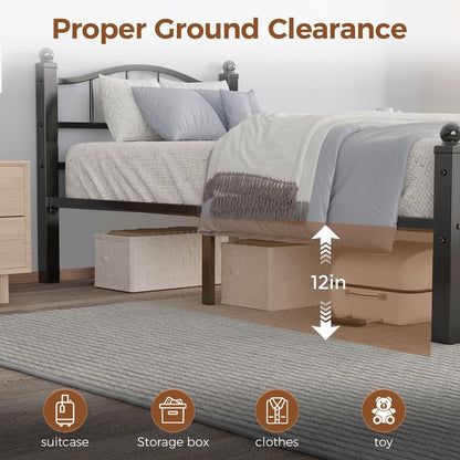 Blbeed Metal Twin Bed Frames, Noise-Free Design & Underbed Storage Heavy Duty Bed Frames with Headboard No Box Spring Needed/Tool-Free Assembly