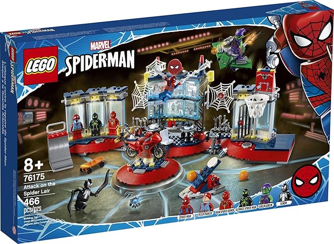 LEGO Marvel Spider-Man Attack on The Spider Lair 76175 Cool Building Toy Featuring The Spider-Man Headquarters Includes Spider-Man Green Goblin and Venom Minifigures