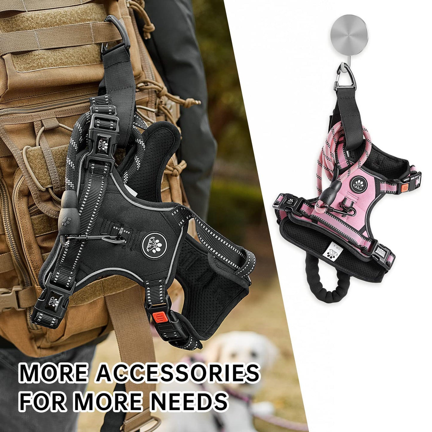 NESTROAD No Pull Dog Harness,Adjustable Oxford Dog Vest Harness with Leash,Reflective No-Choke Pet Harness with Easy Control Soft Handle for Small Dogs(Small,Pink)