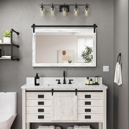 COGOOD Farmhouse Bathroom Mirror - 45 x 30 Large Rectangle Barn Door Mirror for Vanity, Bedroom, Living Room Wall Decor (White)