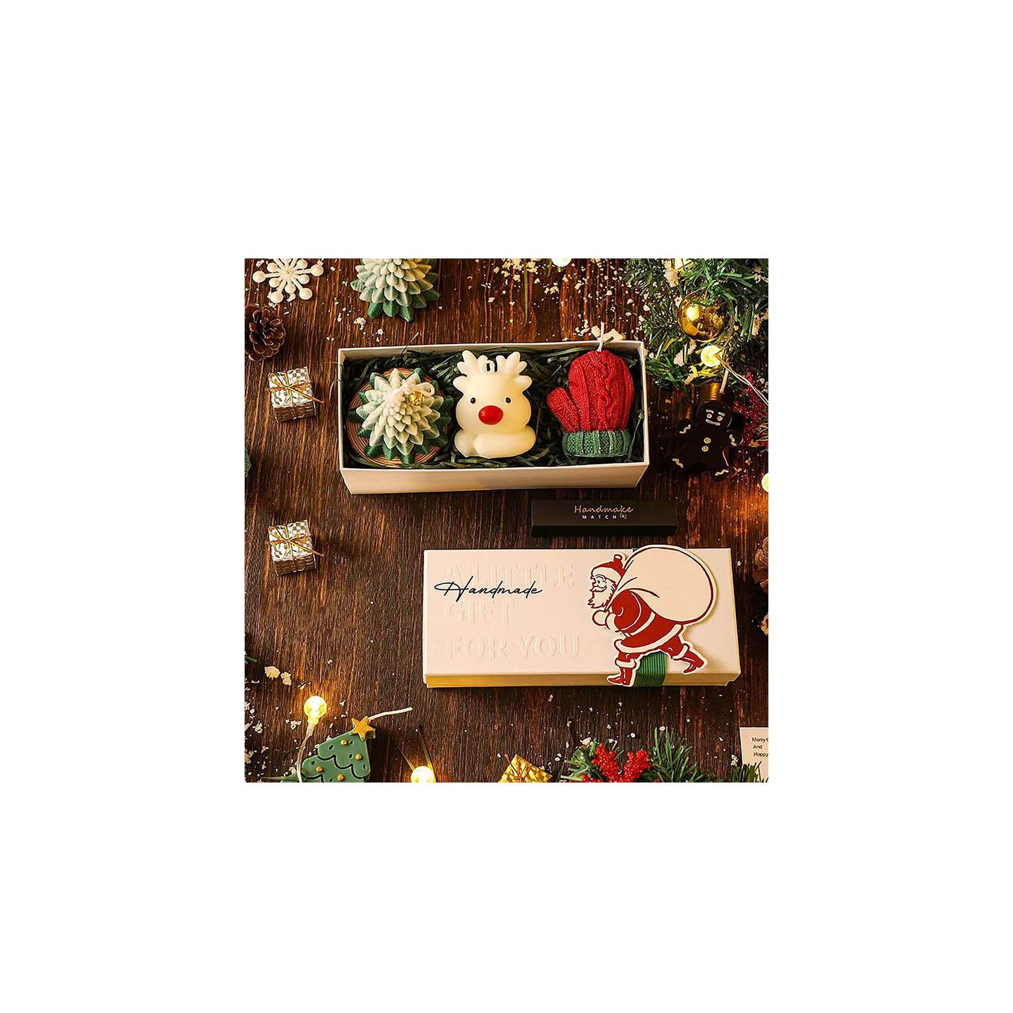 Cooary Christmas Juniper Scented Candle Xmas Tree Glove and Elk Shaped Soy Wax Candles