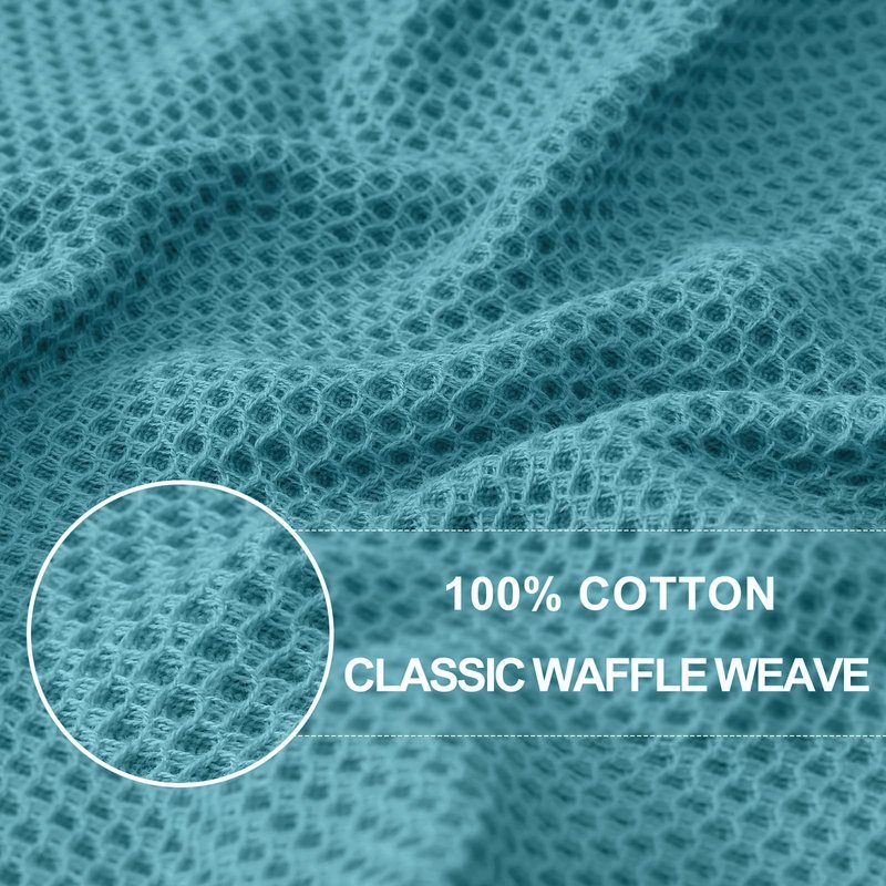 Homaxy 100% Cotton Waffle Weave Kitchen Dish Cloths, Ultra Soft Absorbent Quick Drying Dish Towels, 12 x 12 Inches, 12-Pack, Lake Blue