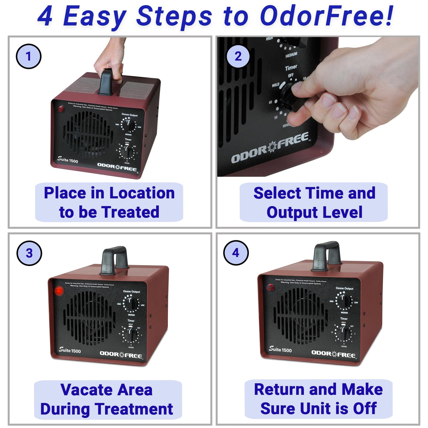 OdorFree Suite 1500 Ozone Machine Odor Removal for Eliminating Smells from Small Apartments, Hotels, Vehicles and Boats - Ozone Generator