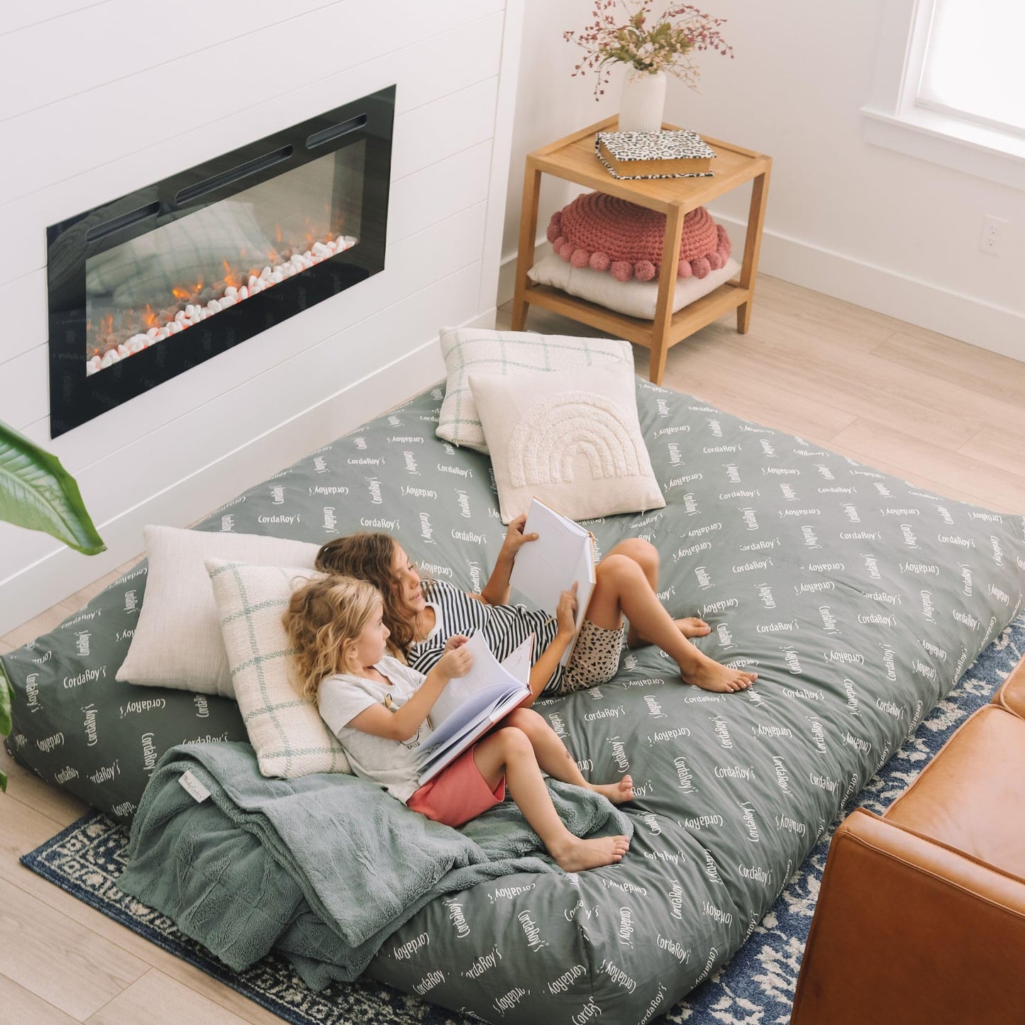 CordaRoy's Faux Fur Bean Bag Chair, Convertible Chair Folds from Bean Bag to Lounger, As Seen on Shark Tank, White - King Size