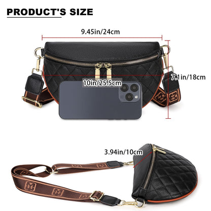 Eslcorri Fashion Waist Packs for Women - Quilted Vegan Fanny Packs Leather Waist Purse Anti Theft Crossbody Belt Bag for Sports Workout Traveling Running Casual - Apricot