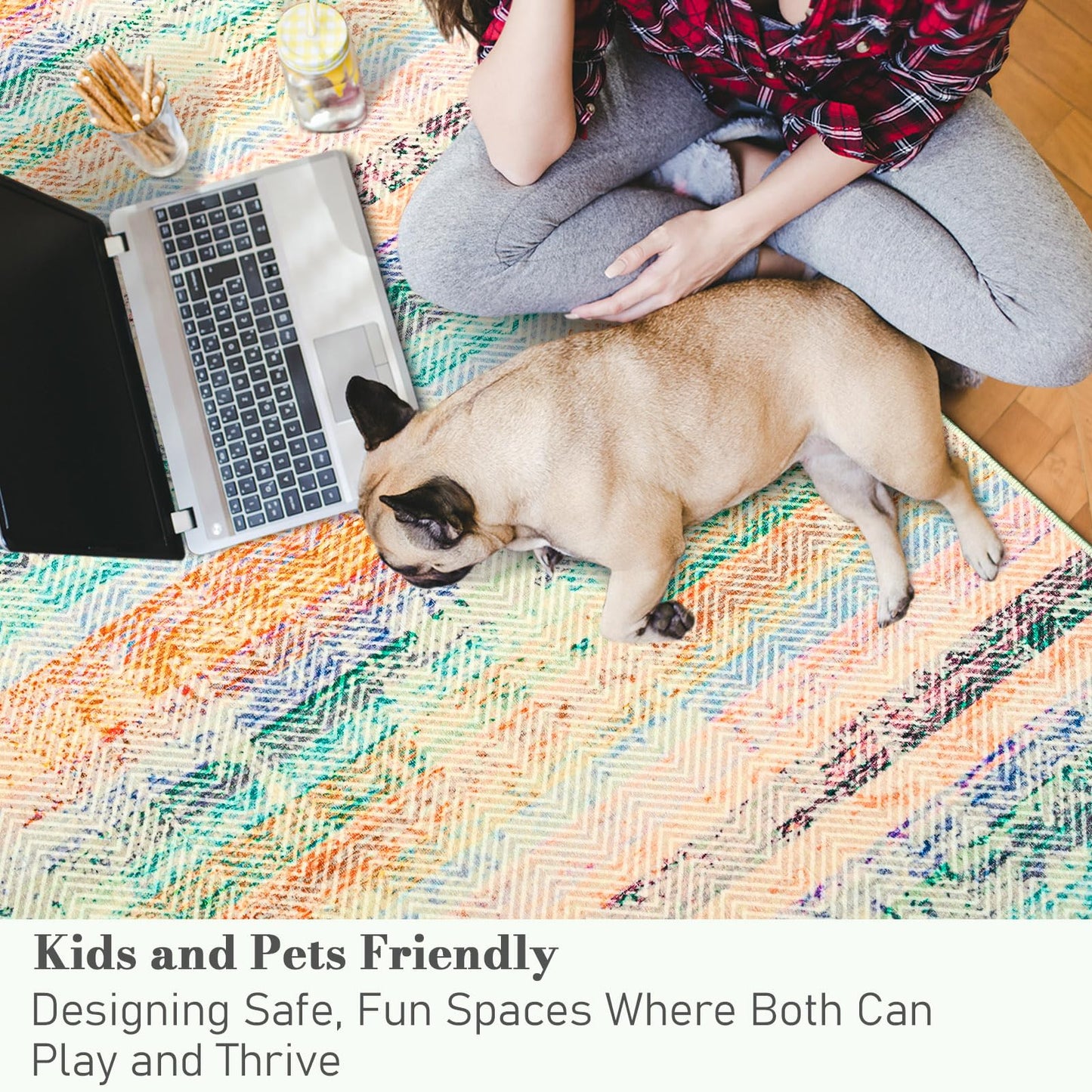 Comeet Modern Washable Rug, 5x8 feet Green Area Rug for Living Room, Indoor Non Slip Carpet for Bedroom Girls, Print Distressed Abstract Rugs for Dining Room Home Office Nursery Dorm Kids Room Decor