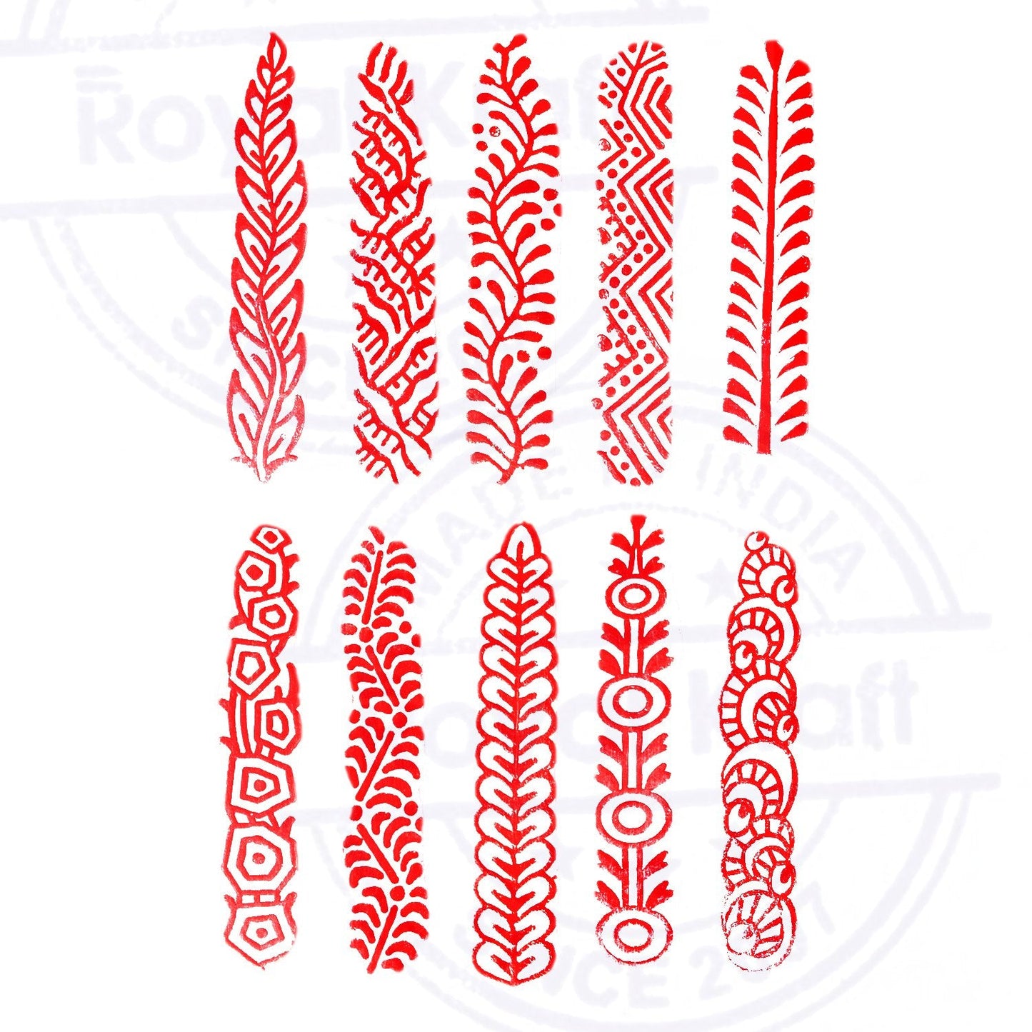 Mehndi Print Blocks Stylish Border Pattern Wooden Stamps (Set of 10) Htag2156