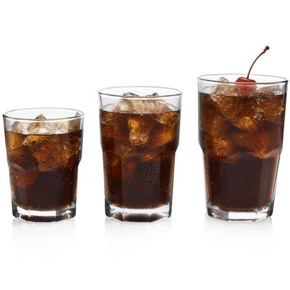 Libbey Boston Tumbler, Rocks, and Juice Glasses, 18 Piece Classic Stackable Glass Cups Set, Versatile, Kitchen Drinking Glasses Set for Everyday Use