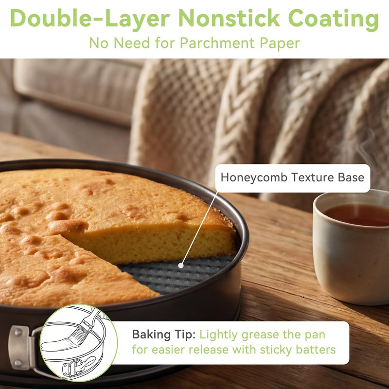 USLAI Springform Pan, 4/6/7/8/9/10 Inch Nonstick Cheesecake Pan with Removable Bottom, Easy to Clean, Ideal for Baking Cakes, Pies and Quiches - 6 Inch
