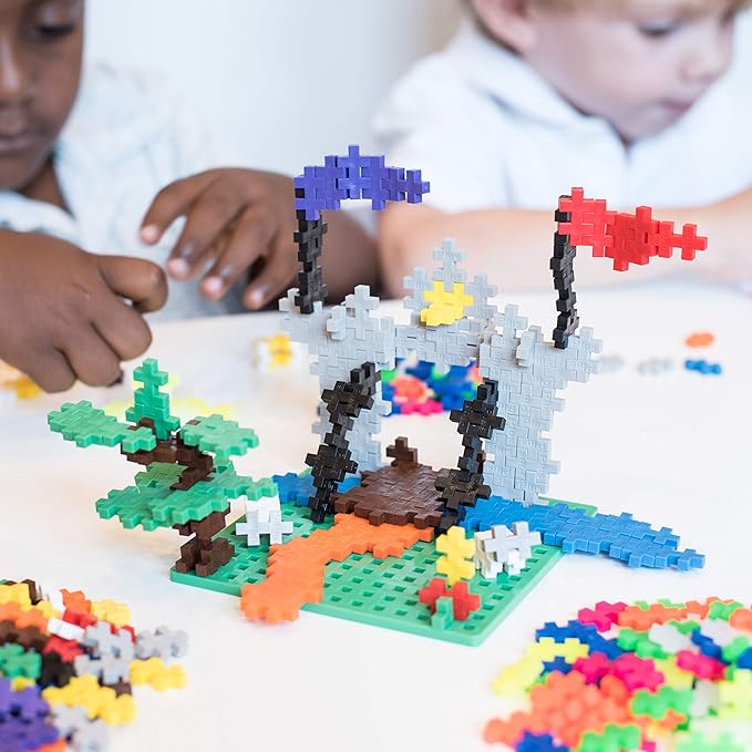 PLUS PLUS 240 Piece Interlocking Building Blocks for Kids Open Ended Connecting Toys STEM Bin Mini Manipulatives - Basic Mix Play Tube &amp Baseplate