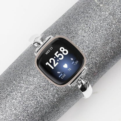 Mtozon Metal Bands Compatible with Fitbit Sense 2/Sense/Versa 4/Versa 3, Bracelet Replacement Wristband for Women, Silver