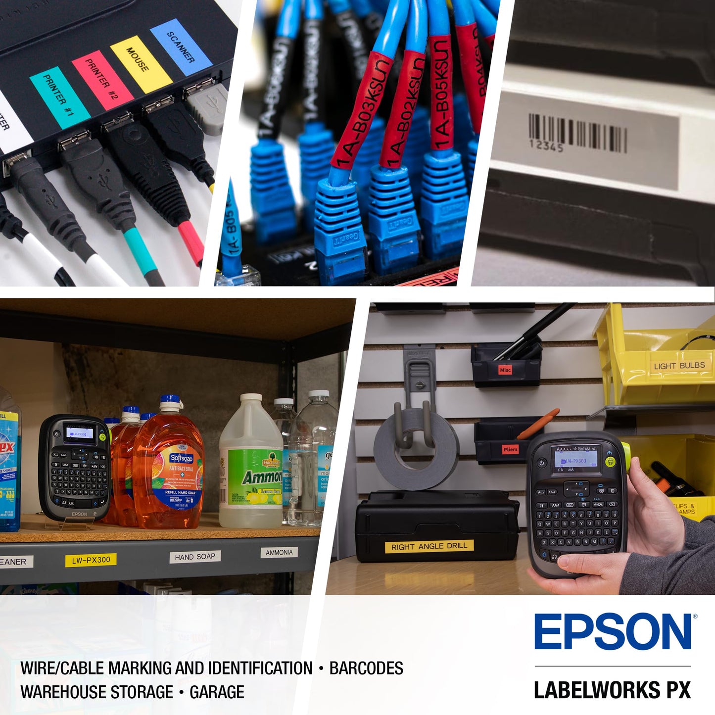 LABELWORKS Epson Printer Flexibility Bundle - LW-PX800 Industrial Wireless Label Maker and LW-PX300 Industrial Label Maker