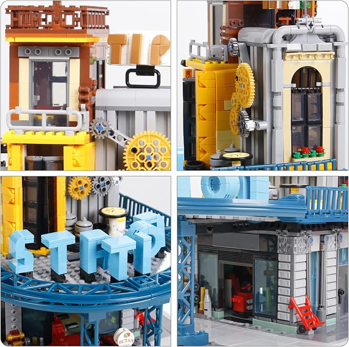 1859PCS City Serving Station Mini Building Blocks Toys not Compatible with Lego citys SizeCreative Street and Cars View Architecture Building SetsPerfect Choice for 14+ Boys Girls or Adults