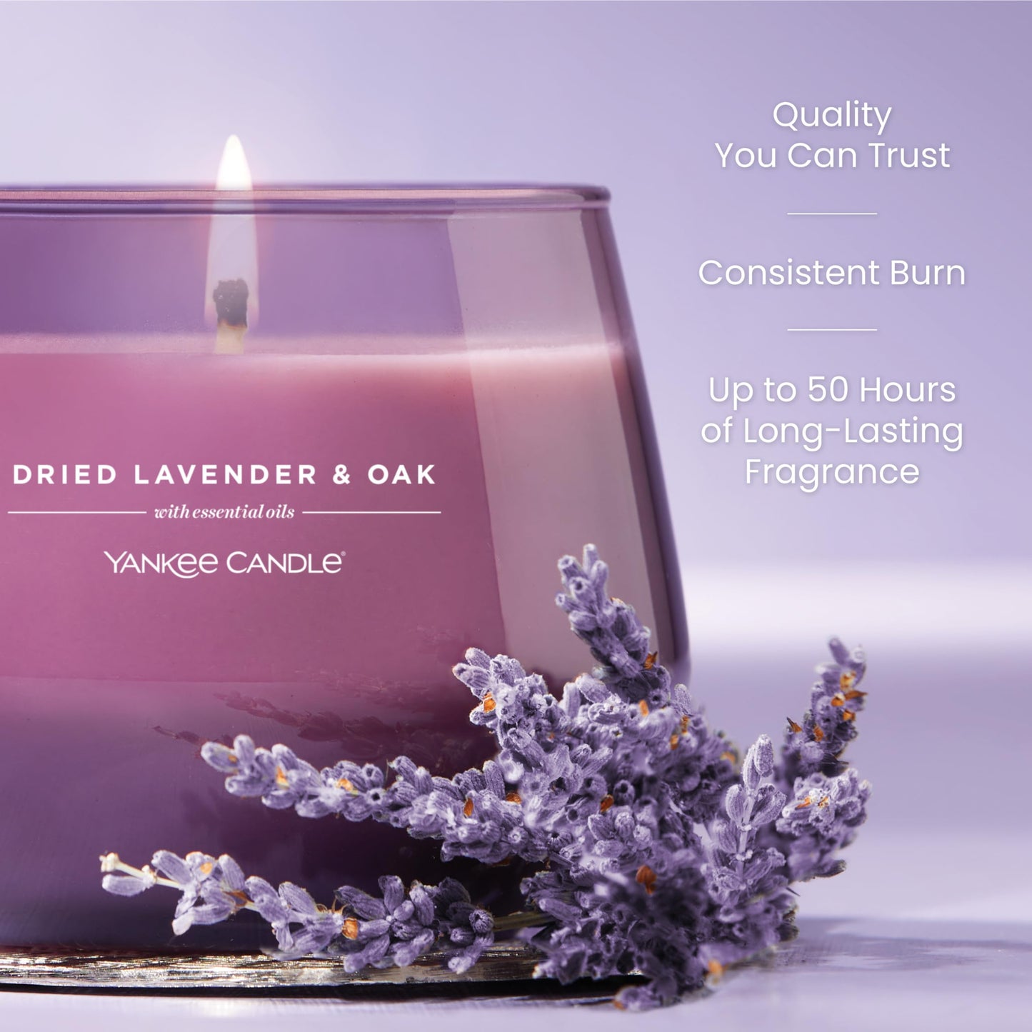 Yankee Candle Studio Scented Candle, Single Wick Jar Candle for Home Fragrance, Premium Plant Wax Blend, Long Lasting Burn, Dried Lavender & Oak (Pack of 1)