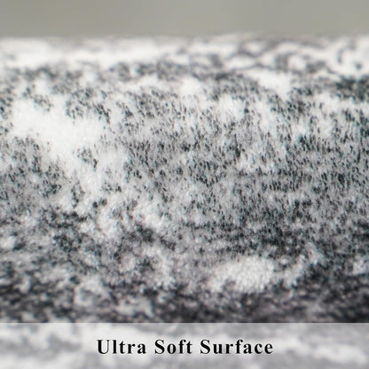 Skiennix Abstract 14ft Long Runner Rug - Non-Slip, Washable, Low-Pile | Soft Black/Grey Indoor Mat