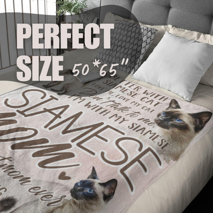 Huglanket Siamese Cat Gifts, Cat Mom Gifts for Women, Throw Blanket for All Seasons, Siamese Mom