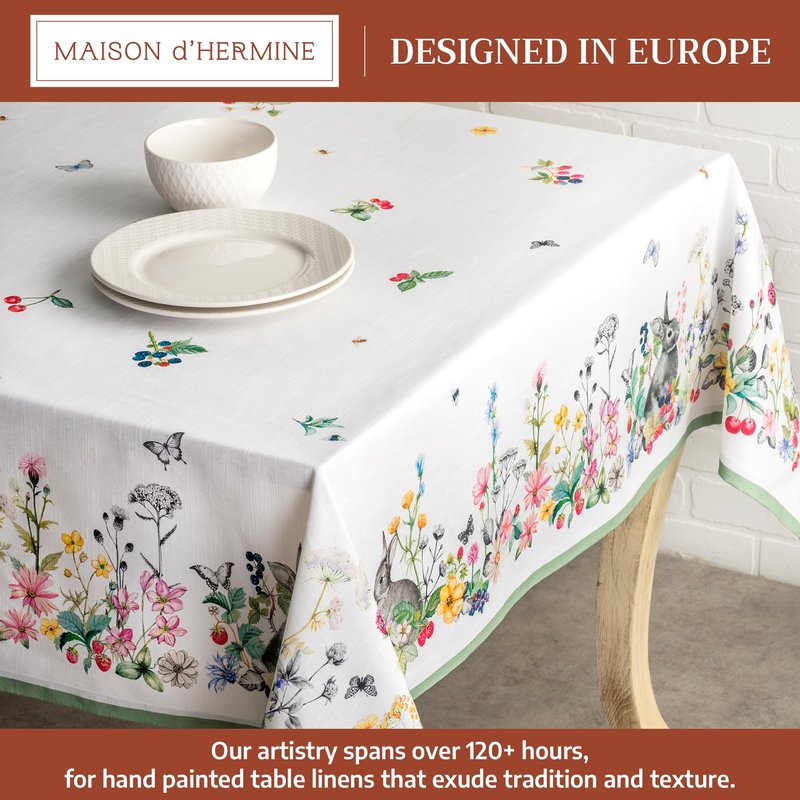 Maison d' Hermine Table Cloth Square Table 100% Cotton 54 x 54 Inches Tablecloth Reusable Decorative for Dining Kitchen Room Farmhouse Home Gifts for Mothers Day Spring Summer - Printemps