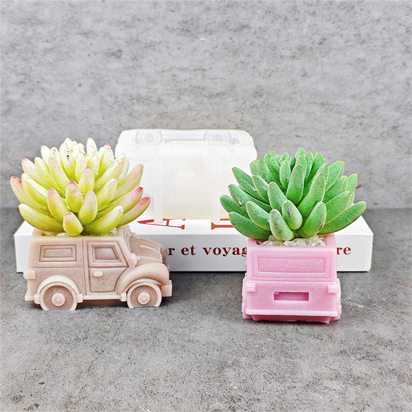Creative Bus Car Flower Pot Silicone Mold Concrete Succulent Planter Cactus Vase Mold Candle Pen Holder Plaster Cement Clay Resin Mould