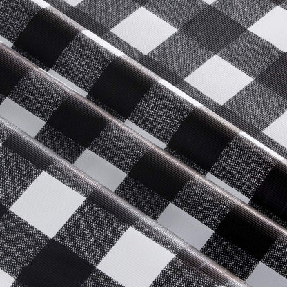 sancua Checkered Vinyl Rectangle Tablecloth 54 x 78 Inch, 100% Waterproof Oil Proof Spill Proof PVC Plaid Table Cloth, Wipe Clean Buffalo Table Cover for Dining Tables Buffet Parties, Black and White
