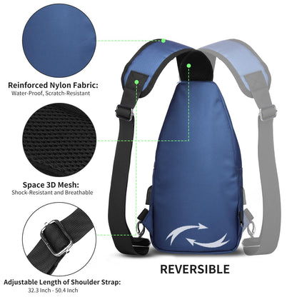 AMJ Crossbody Sling Bag Men Women, Casual Shoulder Backpack, Chest Daypack Satchel for Hiking Travel