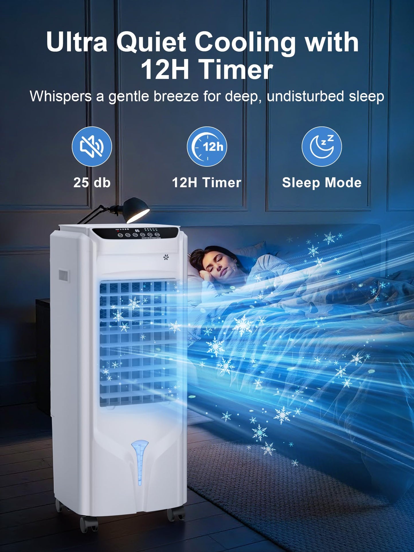 Uthfy 32" Evaporative Air Cooler with 4 Ice Packs, 4 Modes & 3 Speeds, Swamp Cooler with 4.2 Gal Water Tank, 120° Oscillation, 12H Timer, Remote, White, Portable Air Conditioner for Bedroom, Office