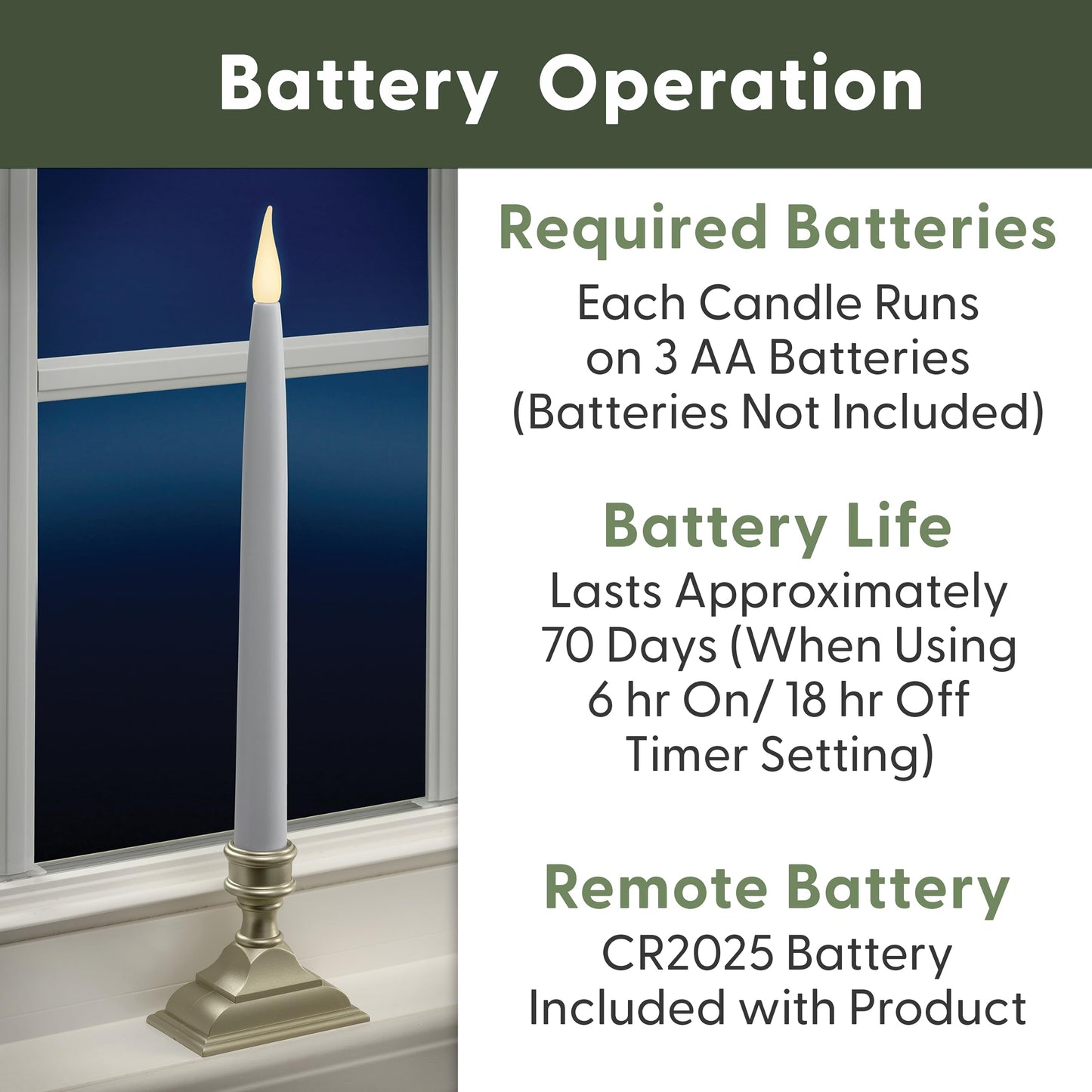 612 Vermont Battery Operated LED Window Candles with Timer, Remote Control, Warm White Flicker or Steady On, VTR1660P-4 (Pack of 4, Pewter)