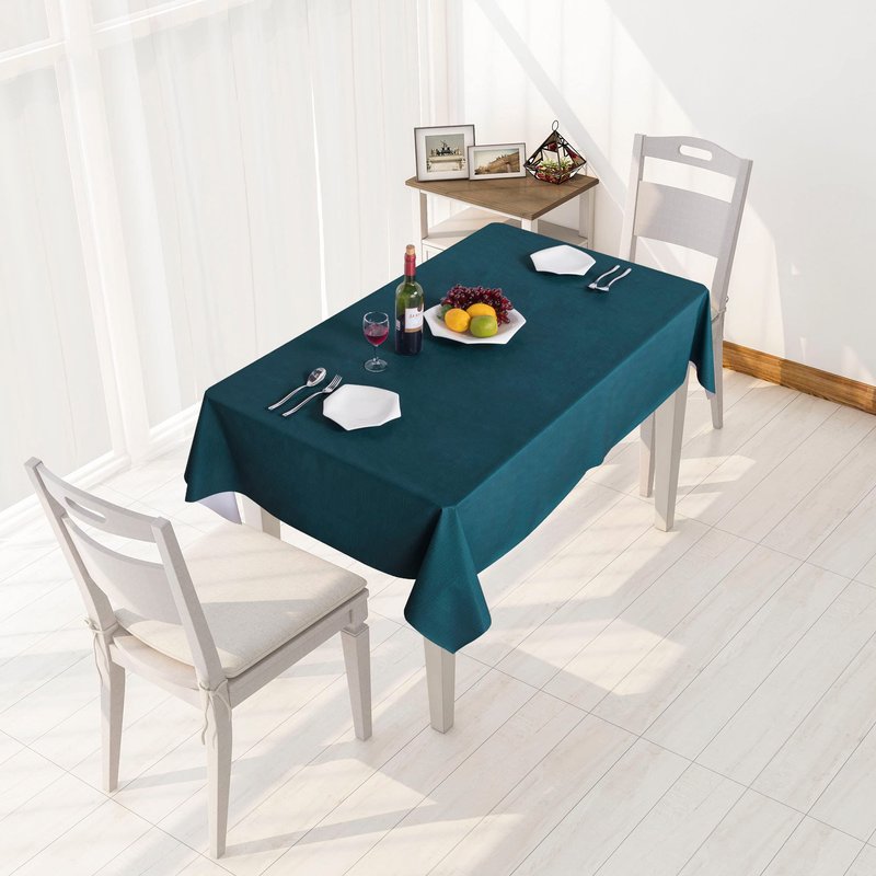 sancua 100% Waterproof Rectangle PVC Tablecloth - 60 x 140 Inch - Oil Proof Spill Proof Vinyl Table Cloth, Wipe Clean Table Cover for Dining Tables, Buffet Parties and Camping, Deep Teal