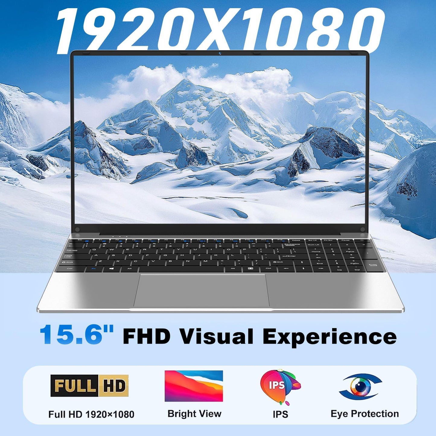 NAIKLULU Laptop Computer, Win 11 Pro Lap Top, 15.6 Inch Laptop PC 2026, 16GB RAM 256GB SSD, M3-6Y30 Processor, FHD Display 1920 * 1080P, WIFI5, BT4.2, 5000mAh Battery, for School Business Student