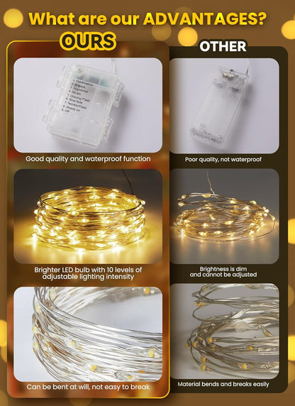 Minetom Fairy Lights - 33Ft 100 LED Waterproof String Lights with Remote | Indoor Outdoor Twinkle Decor